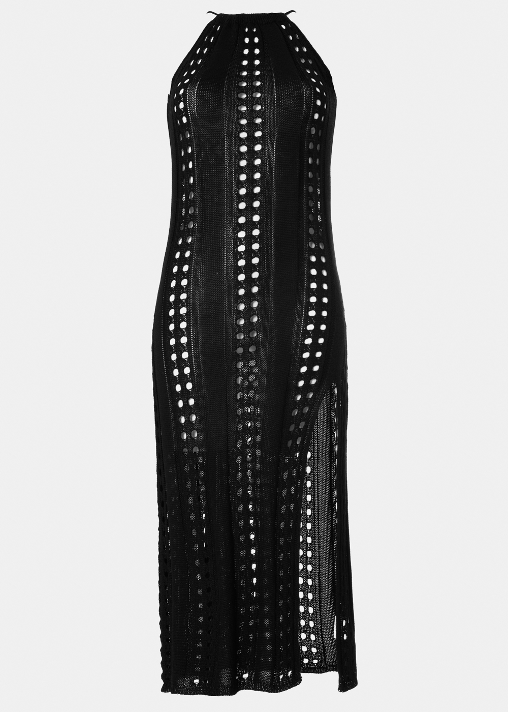 Black Knitted Beachwear w/ Halter Neck